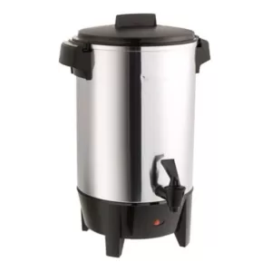West Bend 30-Cup Silver Commercial Aluminum Coffee Urn Features Automatic Temperature Control with Quick Brewing