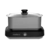 West Bend 5 qt. Silver Non-Stick Versatility Slow Cooker with 5-Temperature Settings Includes Travel Lid and Thermal Tote