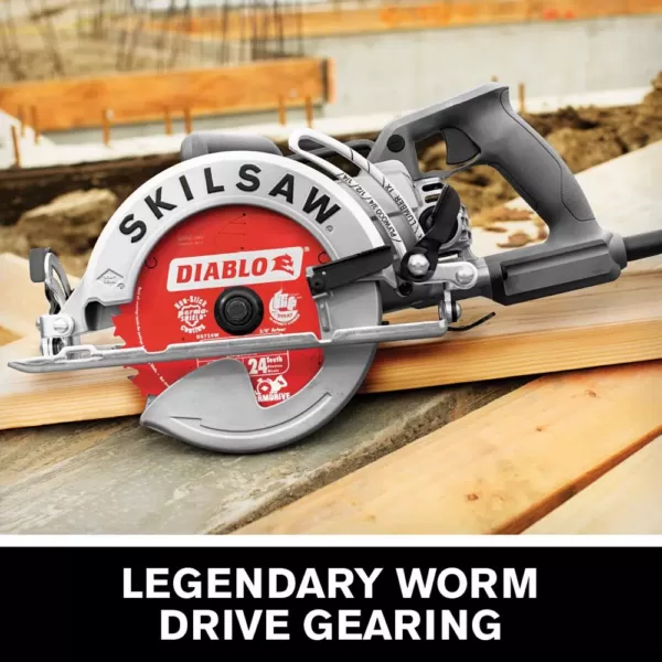 SKILSAW 15 Amp Corded Electric 7-1/4 in. Aluminum Worm Drive Circular Saw with 24-Tooth Carbide Tipped Diablo Blade