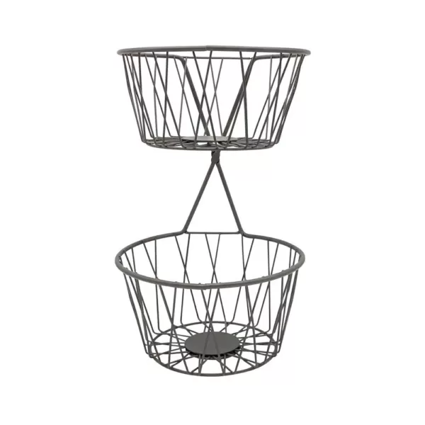 Spectrum Paxton 2-Tier Server Baskets, For Fruit, Produce, Bread, K-Cups, Snacks and More, Industrial Gray
