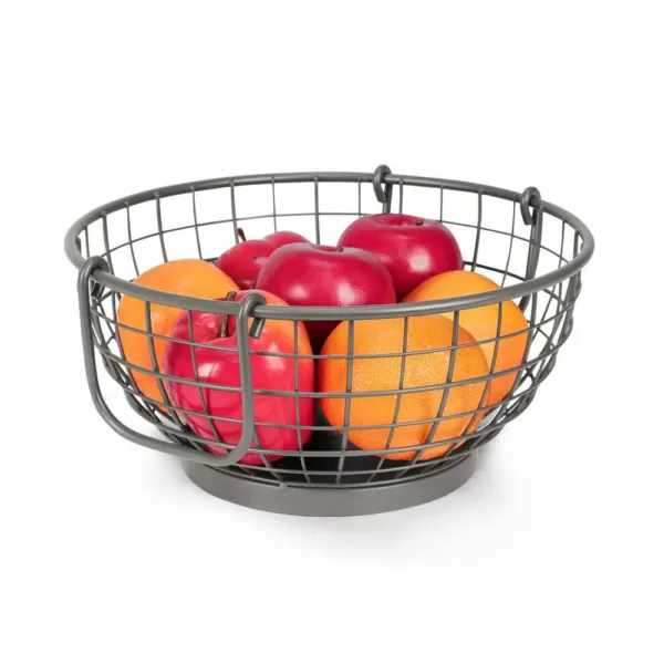 Spectrum Mason Fruit Bowl Basket Industrial Gray Kitchen Organizer