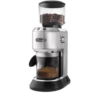 DeLonghi Dedica Stainless Steel Digital Conical Burr Grinder with 18 Grind Settings and Portafilter Adaptor - 12 oz.