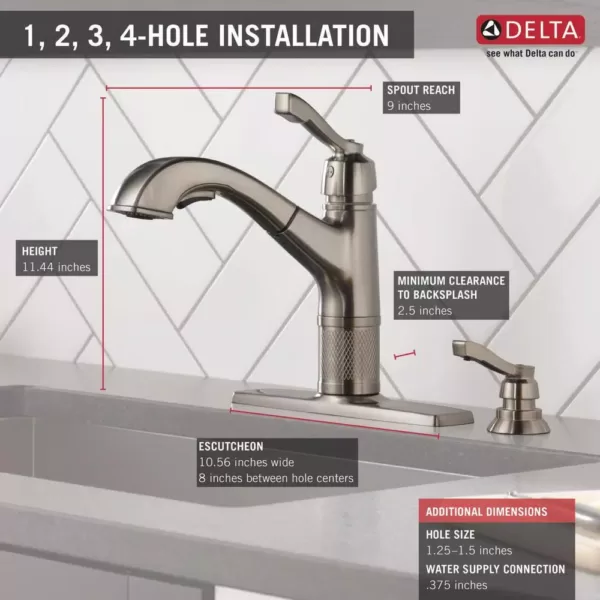 Delta Allentown Single-Handle Pull-Out Sprayer Kitchen Faucet with Soap Dispenser in Stainless