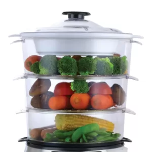 Magic Chef 3-Tier 12 Qt. Stainless Steel Countertop Food Steamer and Rice Cooker