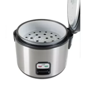 SPT 6-Cup Stainless Steel Rice Cooker with Cord Storage
