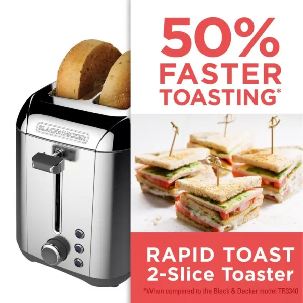 BLACK+DECKER Rapid Toast 2-Slice Stainless Steel Wide Slot Toaster