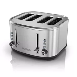 BLACK+DECKER 4-Slice Stainless Steel Extra-Wide Slot Toaster with Crumb Tray
