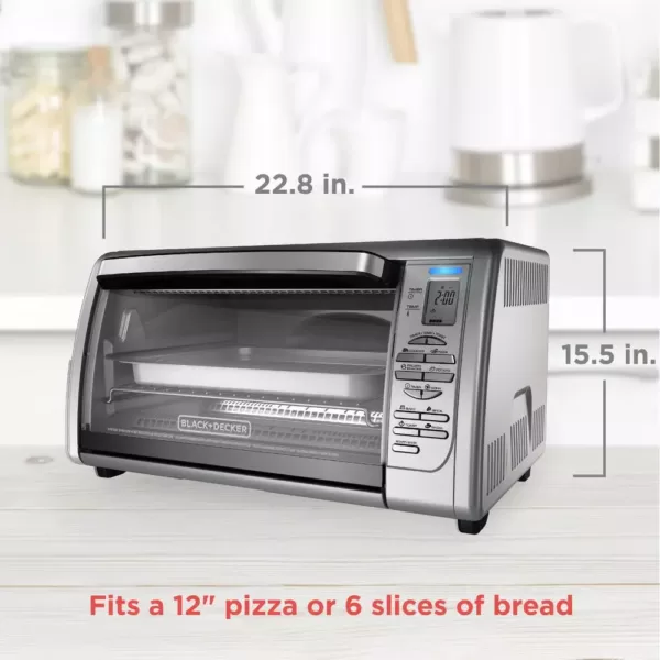 BLACK+DECKER 1500 W 6-Slice Stainless Steel Toaster Oven with Broiler