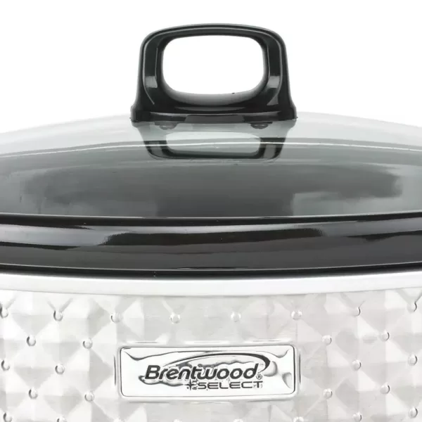 Brentwood Appliances Diamond 7 Qt. Stainless Steel Slow Cooker with Tempered Glass Lid