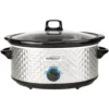 Brentwood Appliances Diamond 7 Qt. Stainless Steel Slow Cooker with Tempered Glass Lid