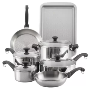 Farberware Classic Traditions 12-Piece Stainless Steel Nonstick Cookware Set