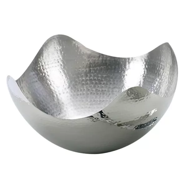 Elegance 10 in. Hammered Stainless Steel Wave Bowl