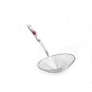 ExcelSteel 6.25 in. Stainless Steel Wire Strainer with Ceramic Rose Handle and Hook