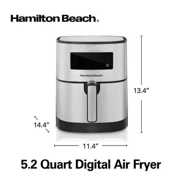 Hamilton Beach 5 Qt. Stainless Steel Digital Air Fryer with Nonstick Basket