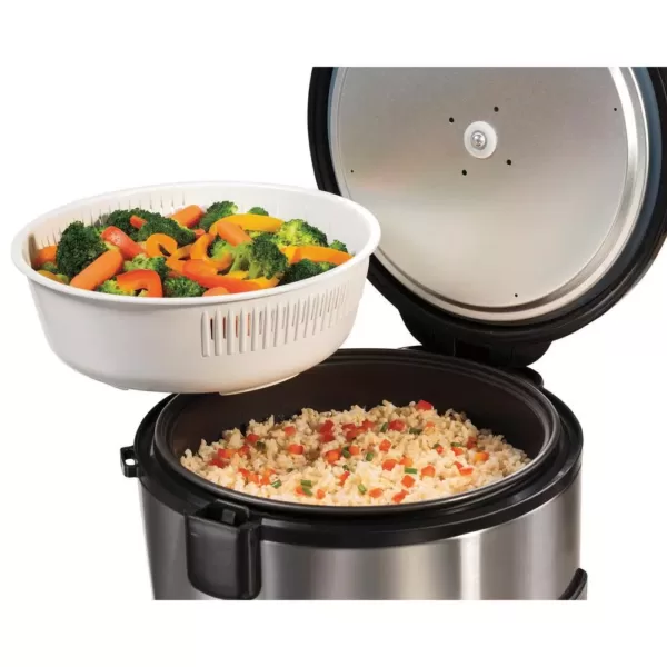 Hamilton Beach 20-Cup Stainless Steel Rice/Hot Cereal Cooker with Rice Rinser/Steam Basket