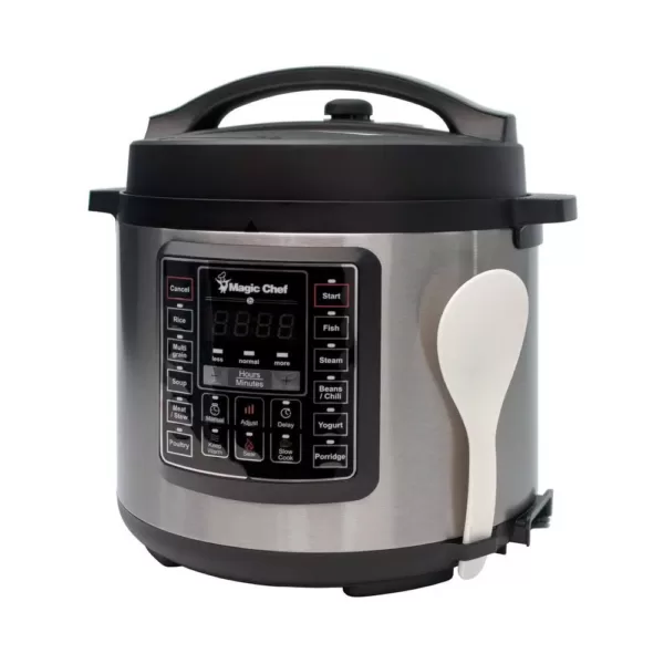 Magic Chef All-In-One 6 Qt. Stainless Steel Electric Multi-Cooker with Recipe Book
