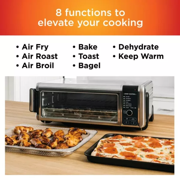 NINJA Stainless Steel Foodi Digital Air Fry Oven, Convection Oven, Toaster, Air Fryer, Flip-Away for Storage
