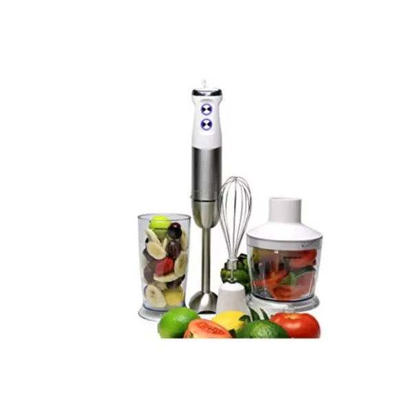 Ovente Multi-Purpose Immersion Hand Blender Set 500-Watts, Stainless Steel, 6-Speed Control, Includes Attachments