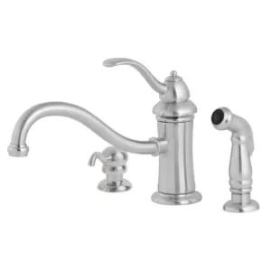 Pfister Marielle Single-Handle Mid-Arc Standard Kitchen Faucet with Side Sprayer and Soap Dispenser in Stainless Steel