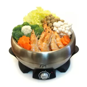 SPT Shabu-Shabu 3 Qt. Stainless Steel Electric Multi-Cooker with Stainless Steel Pot