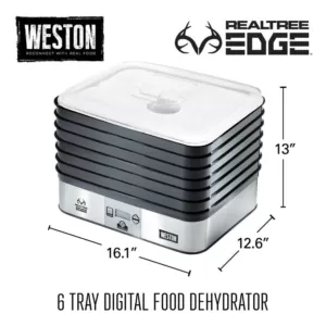 Weston Realtree Edge 6-Tray Stainless Steel Food Dehydrator with Digital Controls and Camo Storage Cover