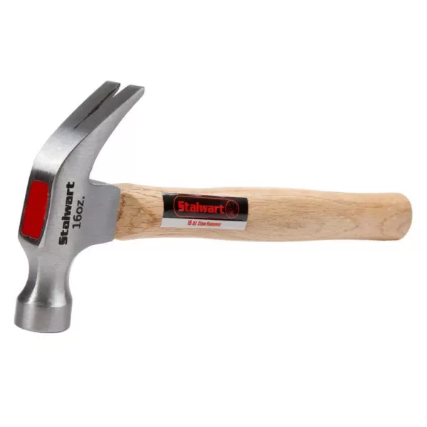 Stalwart 16 oz. Natural Hardwood Claw Hammer with a 10 in. Wooden Handle