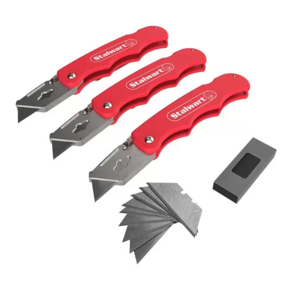 Stalwart Folding Utility Knife Set (3-Pack)