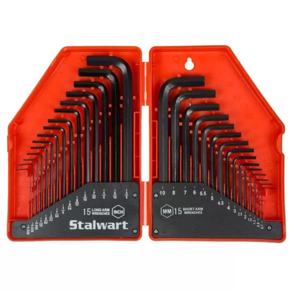 Stalwart Steel Hex Key SAE and Metric Wrench Set (30-Piece)