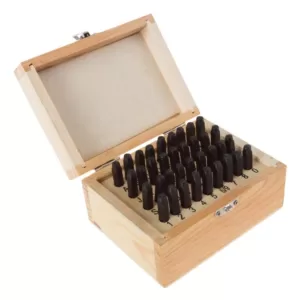 Stalwart 36-Piece Letter and Number Steel Punch Set with Wooden Case.