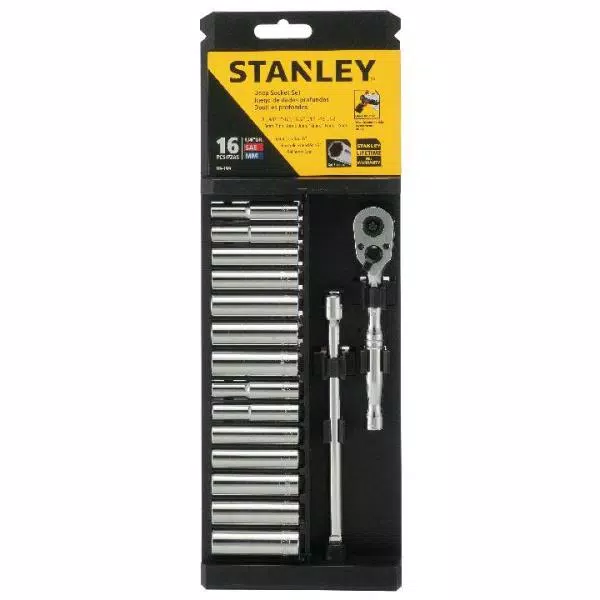 Stanley 1/4 in. Drive 6-Point Socket Set (16-Piece)