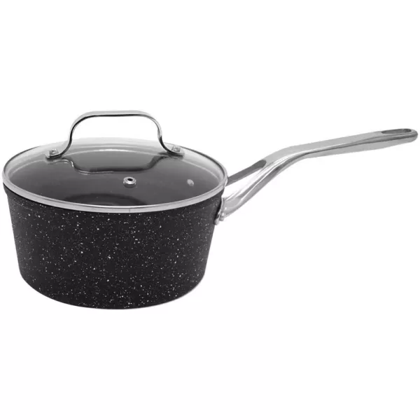 Starfrit The Rock 3 qt. Aluminum Nonstick Sauce Pot in Black Speckle with Glass Lid