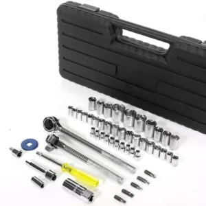 Stark 1/4 in. to 1/2 in. Drive Combination SAE/MM Ratchet and Socket Bit Tool Set with Extensions and Adapters (52-Piece)
