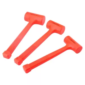 Steel Core 1 lb., 2 lbs., 3 lbs. 3-Piece Dead Blow Hammer Set in Neon Orange