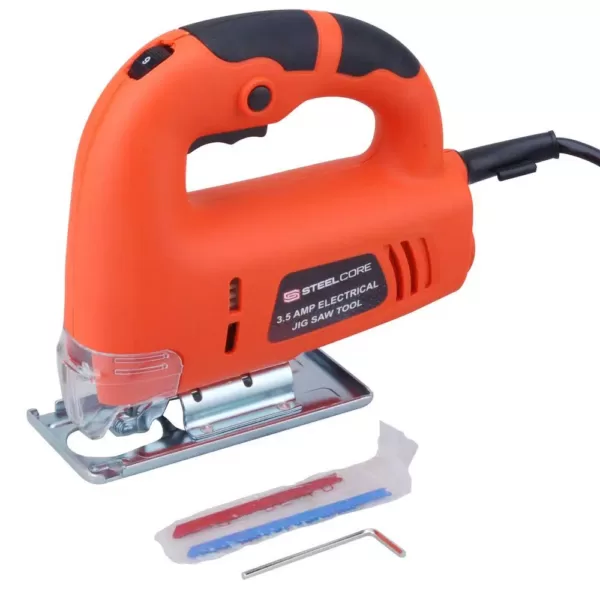 Steel Core 3.5 Amp Corded Electric Jig Saw Tool with Variable Speed Capability