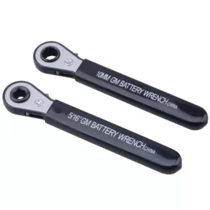 Steel Core 5/16 in. and 10 in. Side Terminal Battery Reversible Ratchet Wrench with Long Insulated Handle (2-Piece)