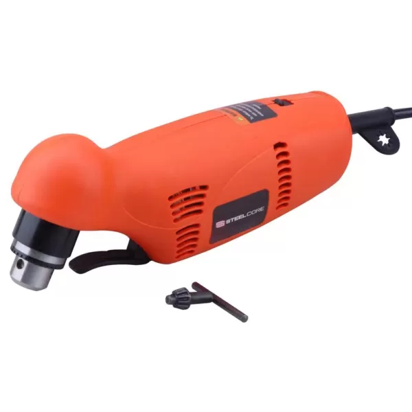 Steel Core 3.8 Amp Corded 3/8 in. Electric Power Drill with Variable Reversible Close Quarters Angle