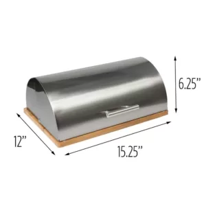 Honey-Can-Do Stainless Steel Breadbox with Bamboo Board Set