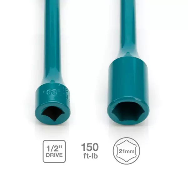 Steelman 1/2 in. Drive 21mm 150 ft./lb. Torque Stick Limiting Socket in Turquoise