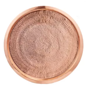 Old Dutch 15 in. Dia Stone Hammered Dia Solid Copper Round Tray