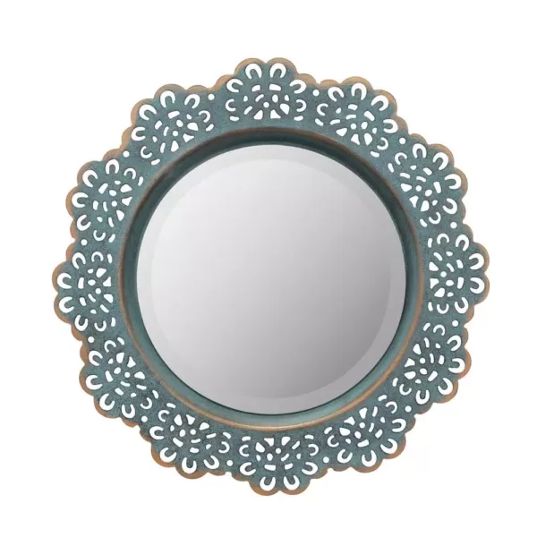 Stonebriar Collection Small Round Blue Casual Mirror (12.5 in. H x 12.5 in. W)