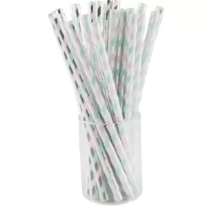 Sugar Plum Party 50-Piece Blue and Pink Assorted Disposable Cocktail Paper Straws