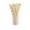 Sugar Plum Party 50-Piece Glam Gold and White Assorted Disposable Paper Straw