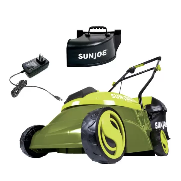Sun Joe 14 in. 28-Volt Brushless Cordless Walk-Behind Push Mower Kit with 5.0 Ah Battery + Charger