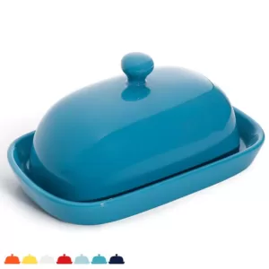 Sweese Porcelain Cute Butter Dish with Lid - Steel Blue, Set of 1