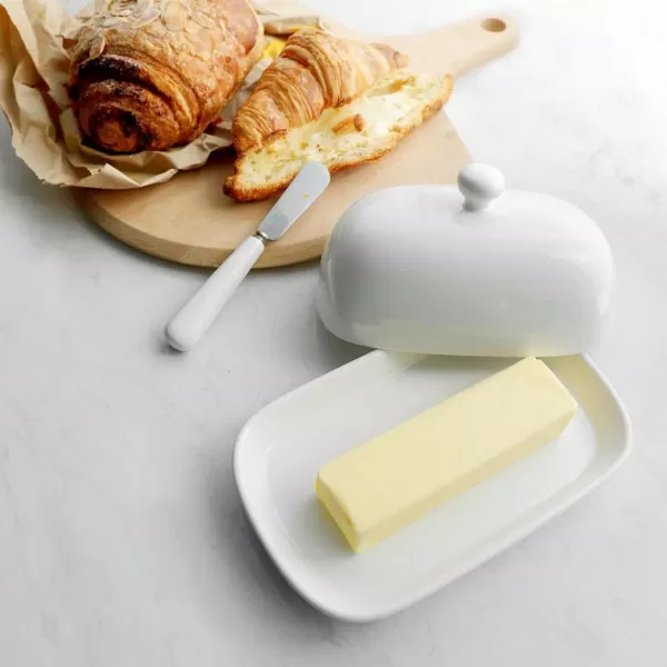 Sweese Porcelain Cute Butter Dish with Lid - White, Set of 1