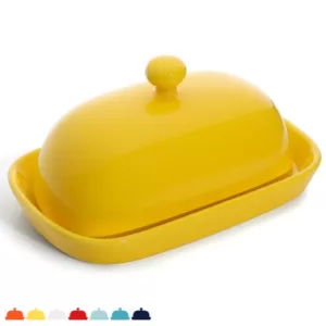 Sweese Porcelain Cute Butter Dish with Lid - Yellow, Set of 1