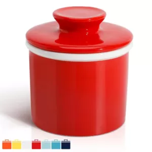 Sweese Butter Keeper Crock - French Butter Dish - Red, Set of 1