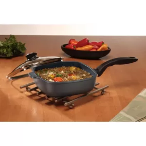 Swiss Diamond Classic Series Induction 2.1 qt. Cast Aluminum Nonstick Saute Pan in Gray with Glass Lid