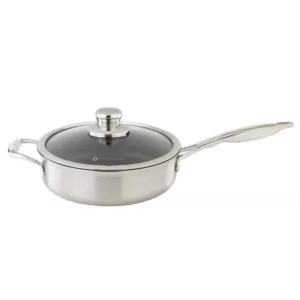 Swiss Diamond Classic Series 3.1 qt. Cast Aluminum Nonstick Saute Pan in Stainless Steel with Glass Lid