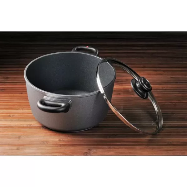 Swiss Diamond Classic Series Induction 5.5 qt. Cast Aluminum Nonstick Soup Pot in Gray with Glass Lid